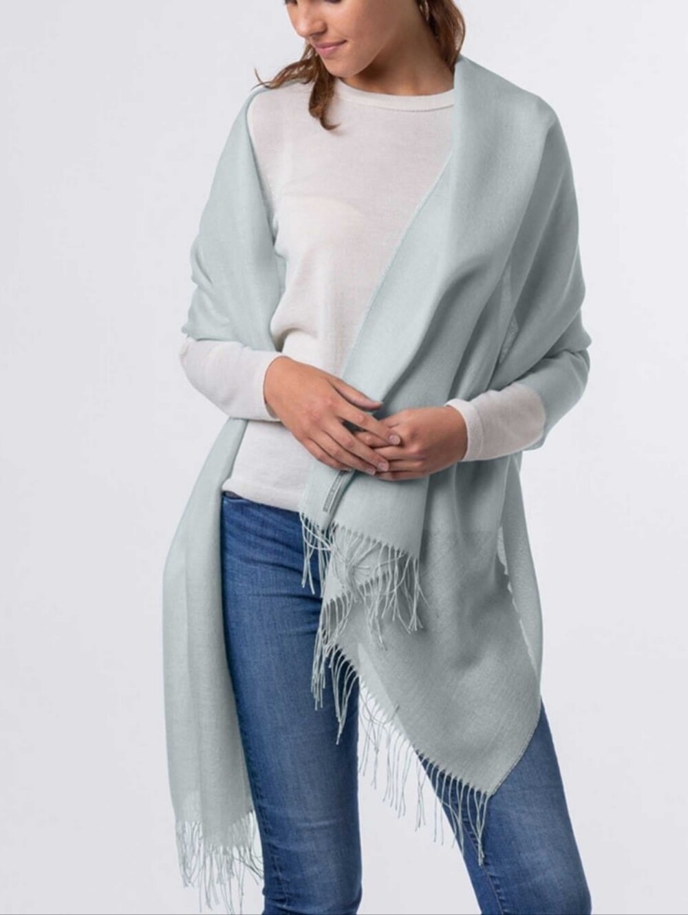 Alicia Adams Alpaca Protofino Wrap Scarf Seafoam Os Silk Baby alpaca blend
